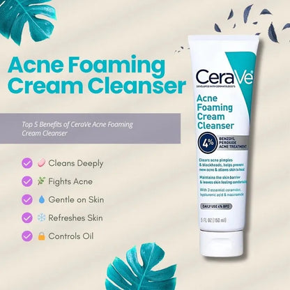 CeraVe 4 in 1 Skincare Kit – Face Wash, Retinol Serum, Night Cream & Sunscreen SPF | Complete Daily Skin Care Set for Glowing & Acne-Free Skin