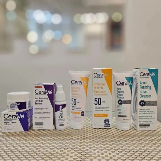 CeraVe 4 in 1 Skincare Kit – Face Wash, Retinol Serum, Night Cream & Sunscreen SPF | Complete Daily Skin Care Set for Glowing & Acne-Free Skin